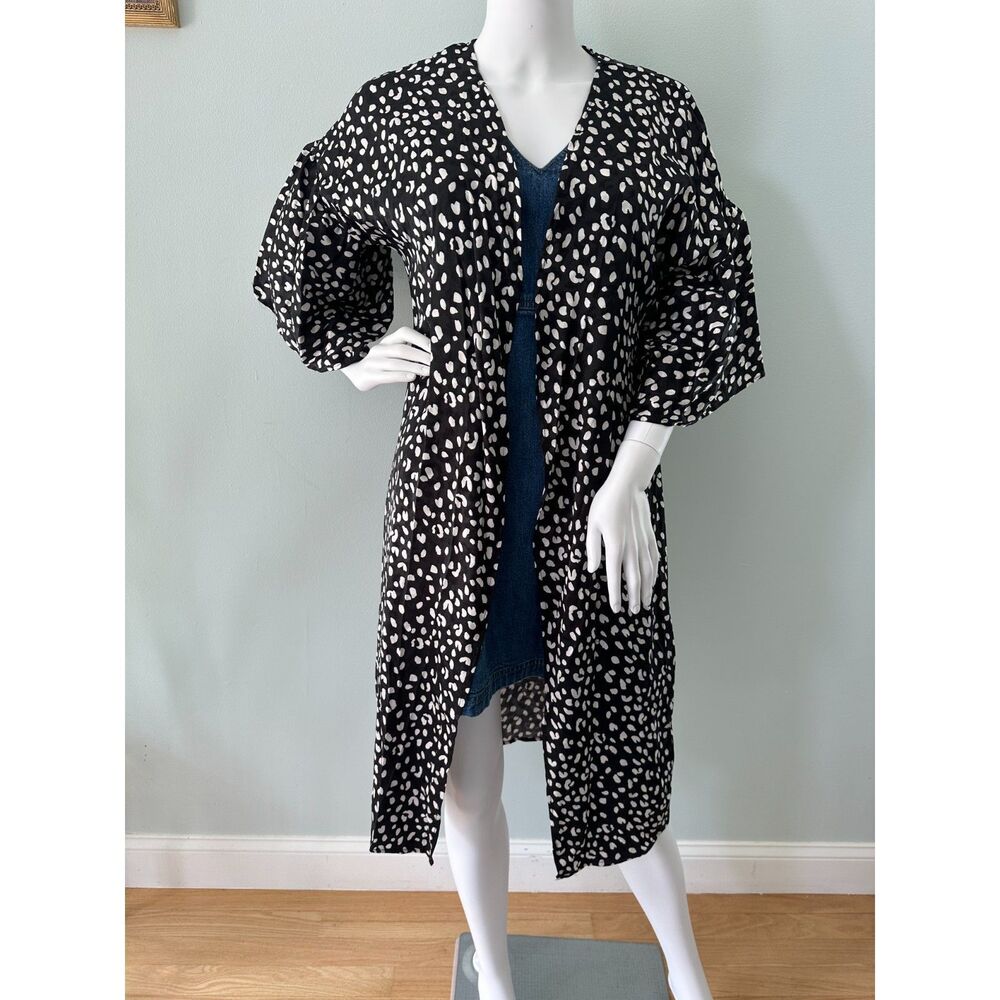 Art Class Black & White Spot Print Longline Kimono Open Front Cardigan Girls XL